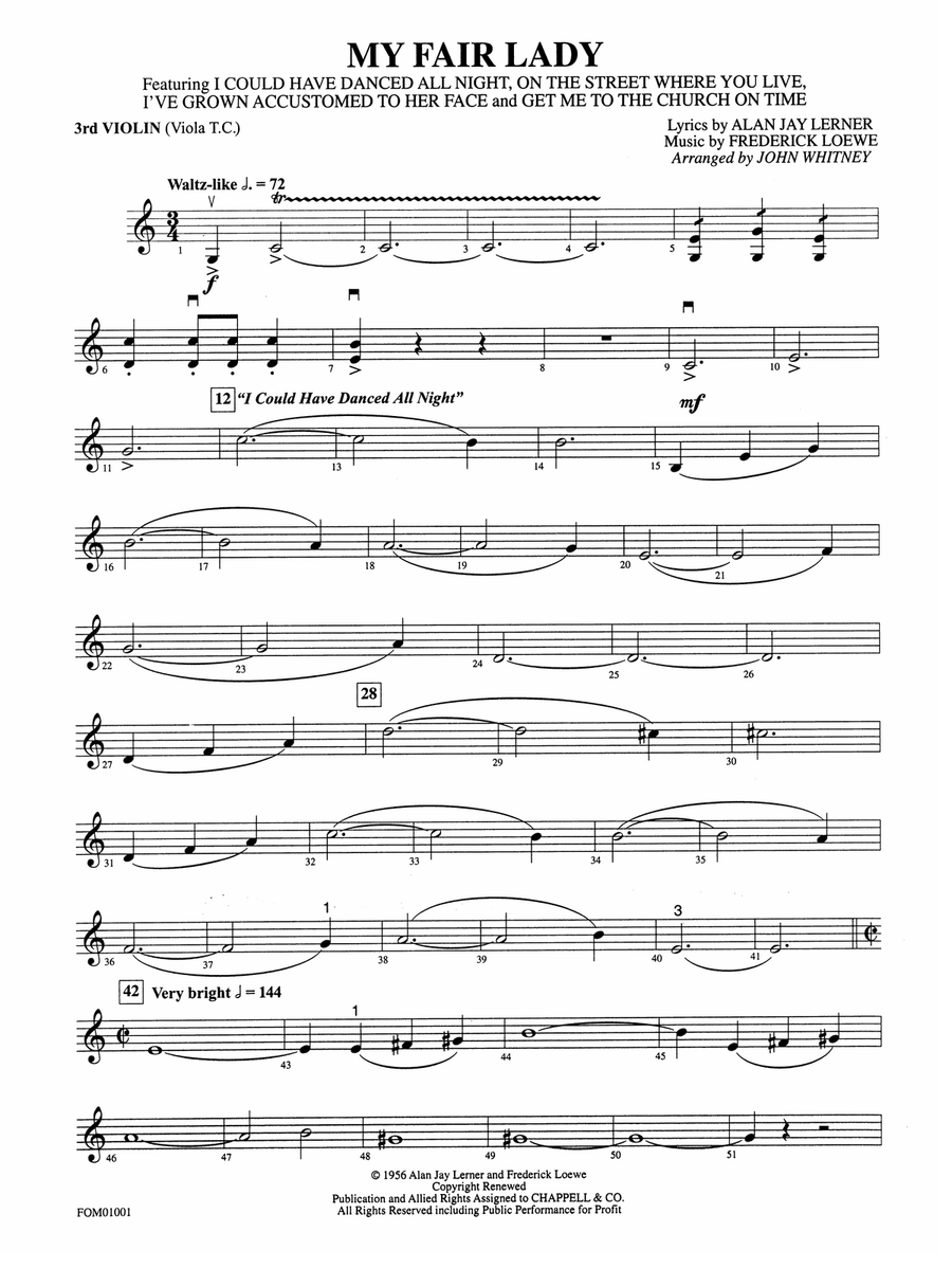 My Fair Lady (Medley): 3rd Violin (Viola [TC])