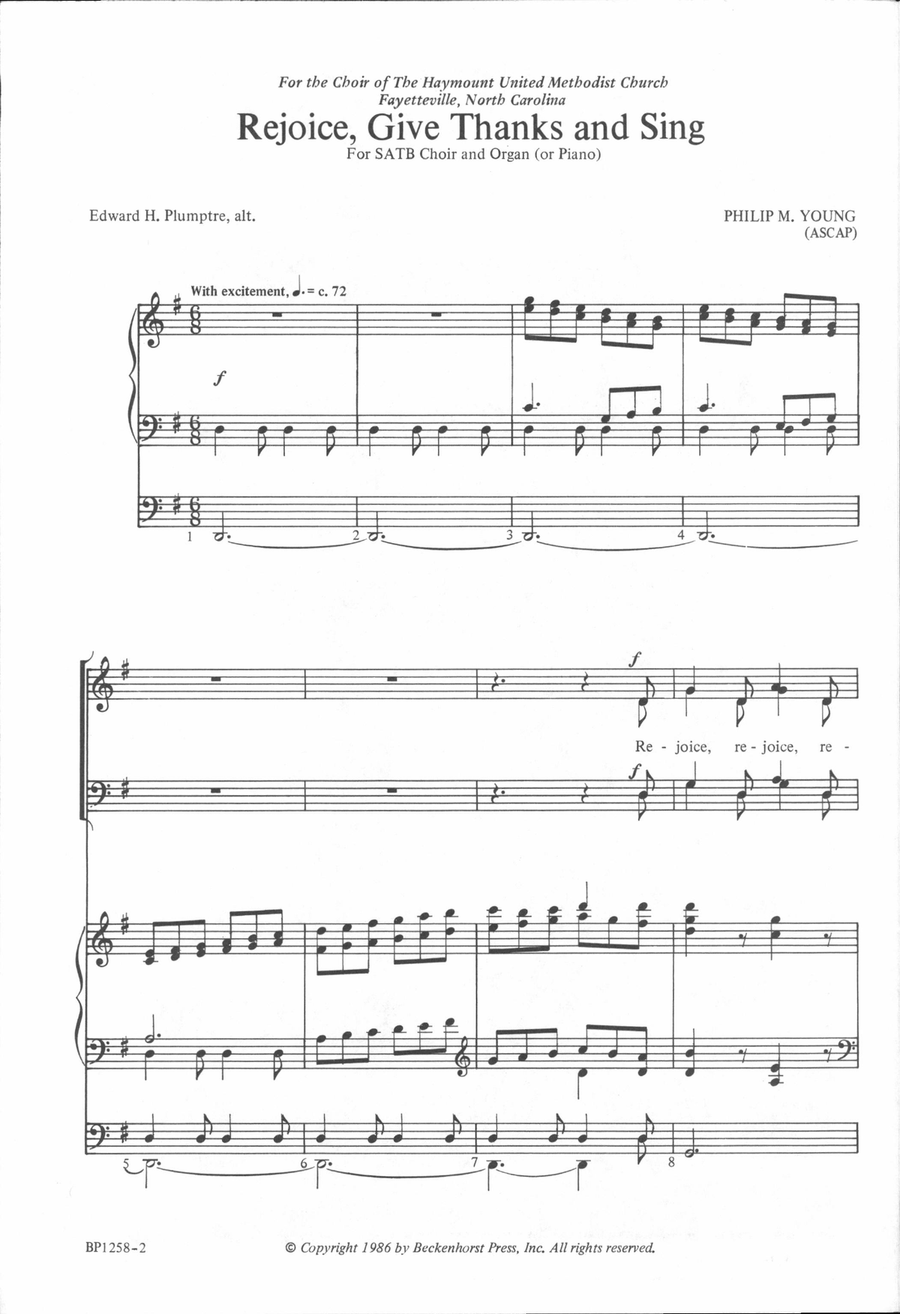 Rejoice, Give Thanks and Sing - Young 4-Part scores gallery preview page 2