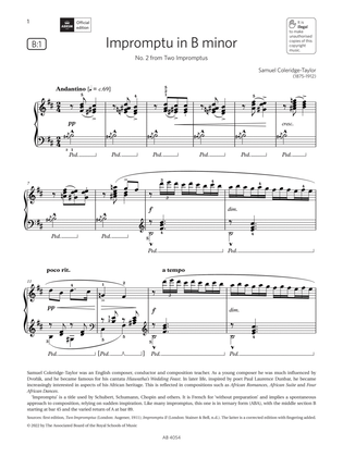Book cover for Impromptu in B minor (Grade 8, list B1, from the ABRSM Piano Syllabus 2023 & 2024)