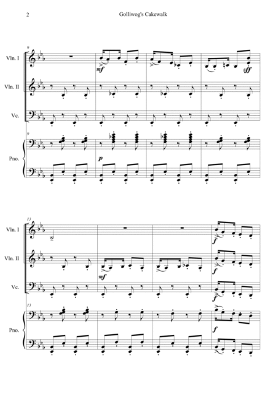Golliwog's Cakewalk (Children's Corner No.5) Piano Quartet scores gallery preview page 2