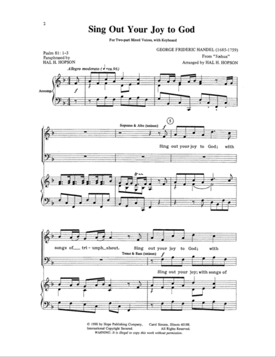 Sing Out Your Joy to God Sing Out Your Joy to God 2-Part scores gallery preview page 2