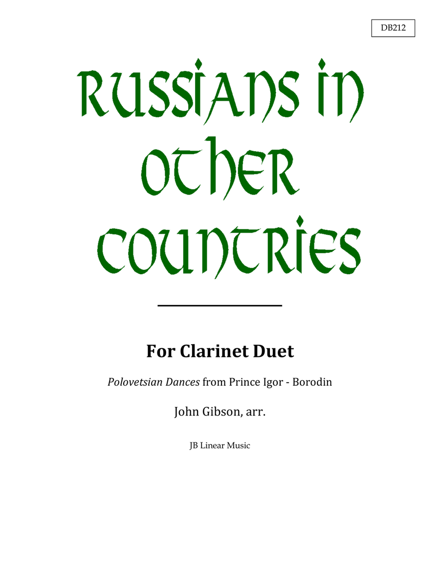 Borodin - Polovetsian Dances set for two clarinets Clarinet Duet scores gallery preview page 1