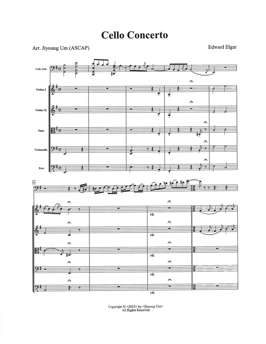 Elgar Cello Concerto (1st Movement) String Orchestra scores gallery preview page 3