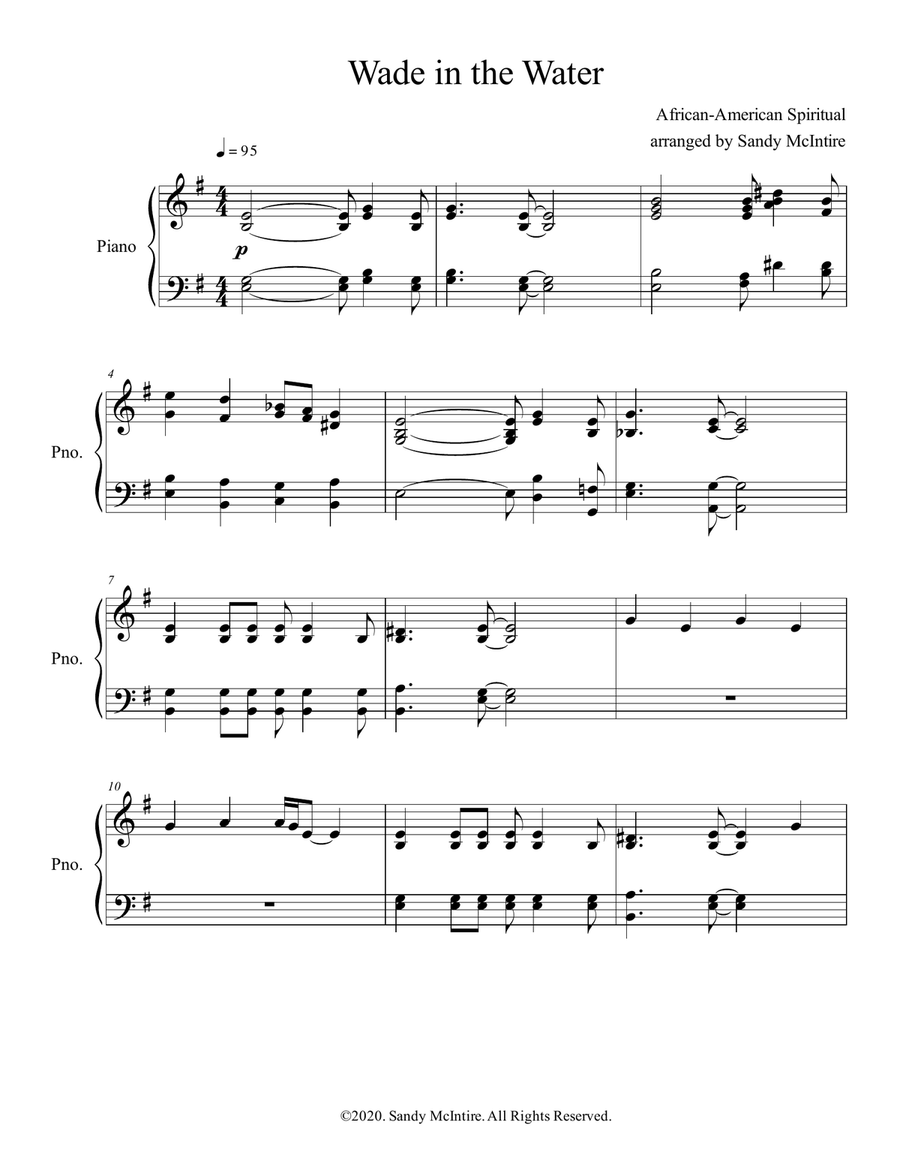 Wade in the Water Piano Solo scores gallery preview page 1