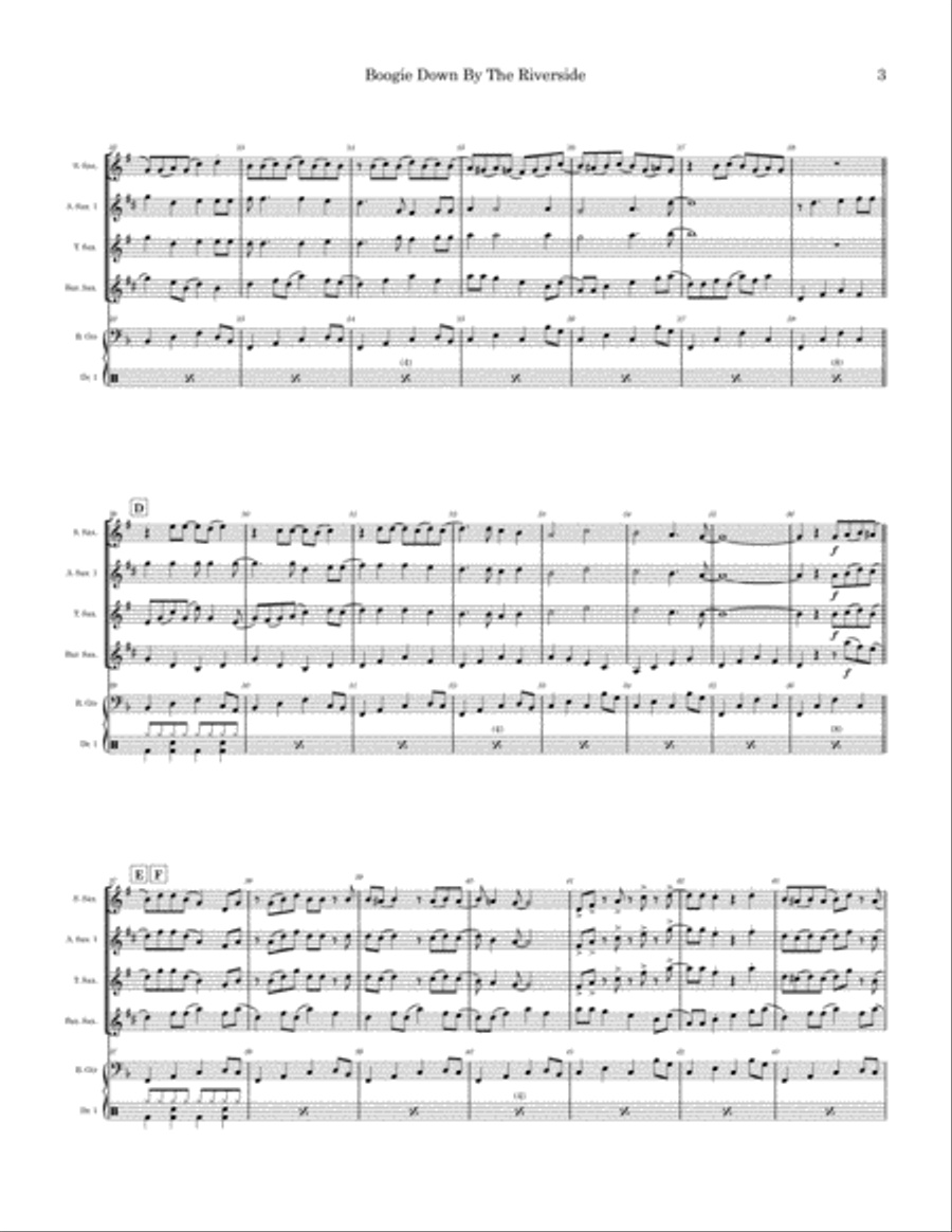 Boogie Down By The Riverside (Saxophone Quartet) Saxophone Quartet scores gallery preview page 3