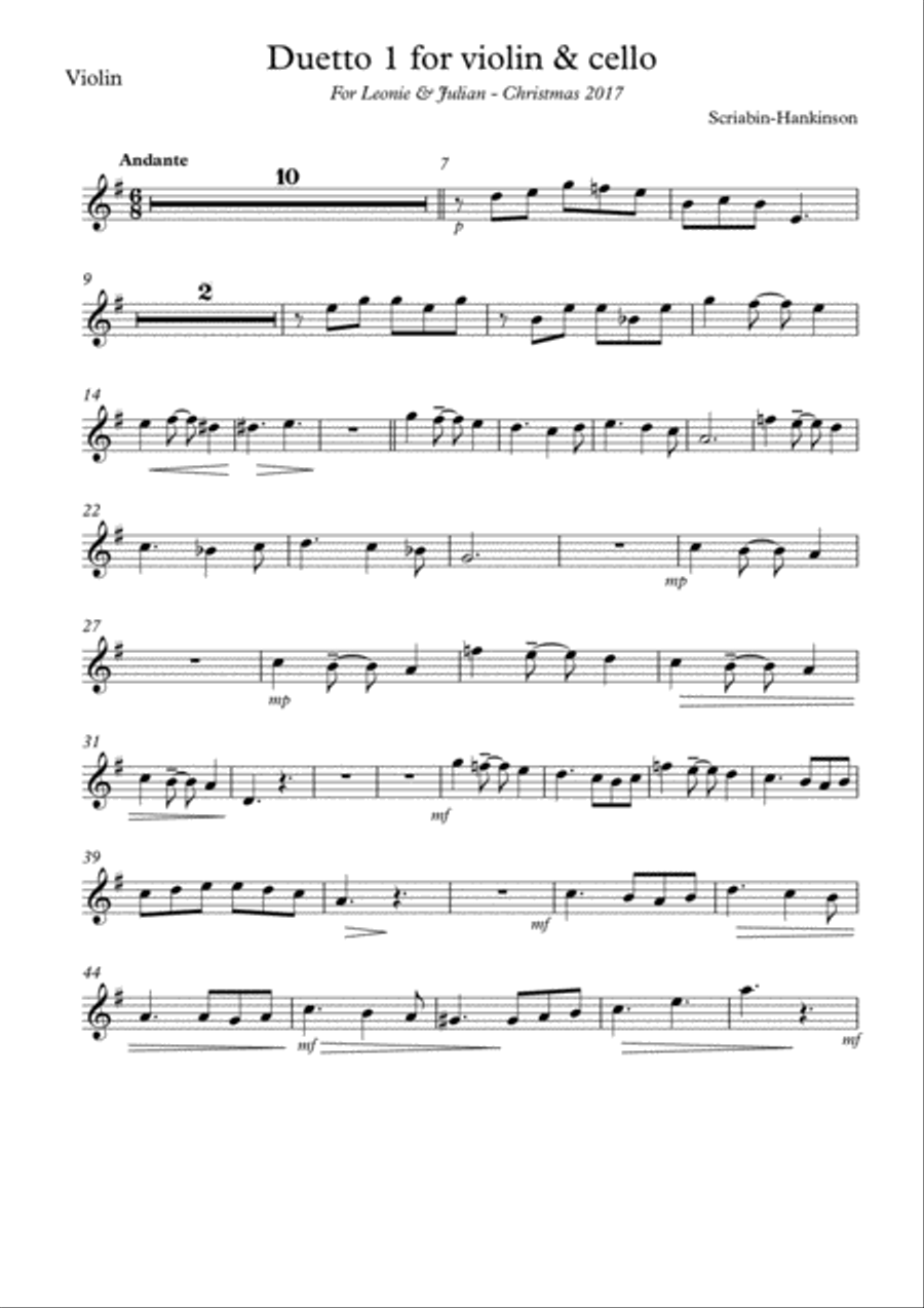 Duetto for Violin and Cello - Scriabin/Hankinson Piano Trio scores gallery preview page 5