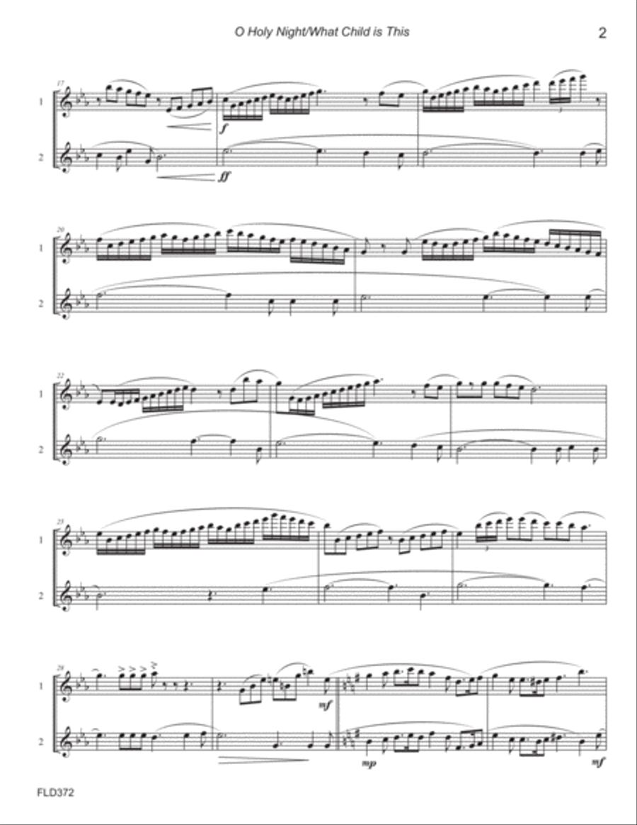 O HOLY NIGHT with WHAT CHILD IS THIS? - FLUTE DUET (unaccompanied) - Grade 4/2+ Flute Duet scores gallery preview page 2