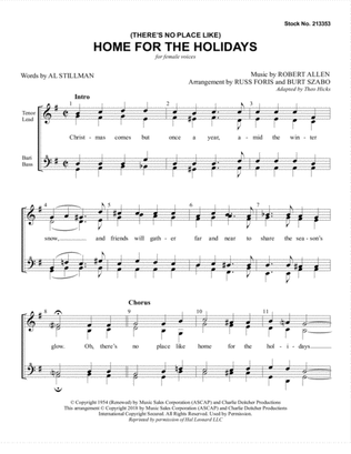 (There's No Place Like) Home for the Holidays (arr. Russ Foris & Burt Szabo)
