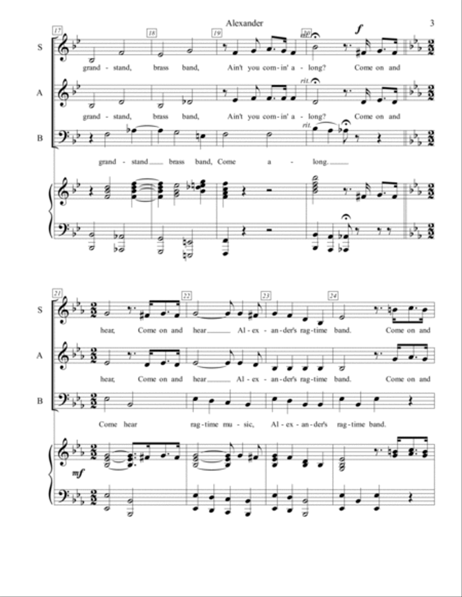 Alexander's Ragtime Band 3-Part scores gallery preview page 3