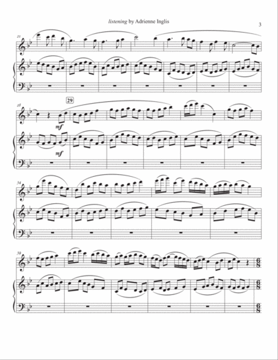 listening for flute and lever or pedal harp Flute scores gallery preview page 3