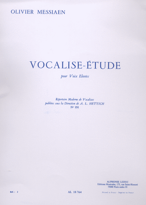 Book cover for Vocalise-Etude pour Voix Elevees