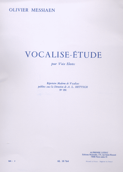 Vocalise-Etude pour Voix Elevees by Olivier Messiaen Voice Solo - Sheet Music