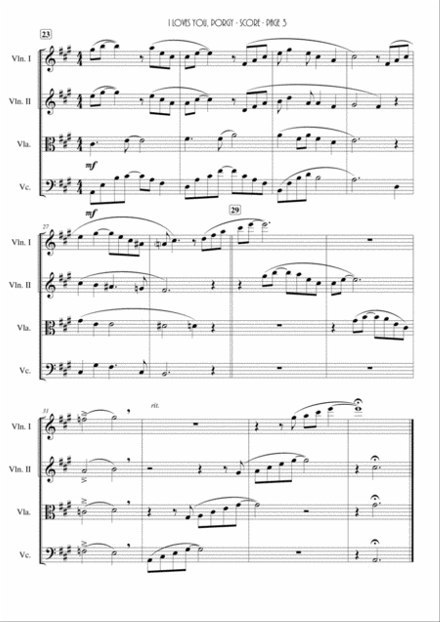 I Loves You, Porgy String Quartet scores gallery preview page 3
