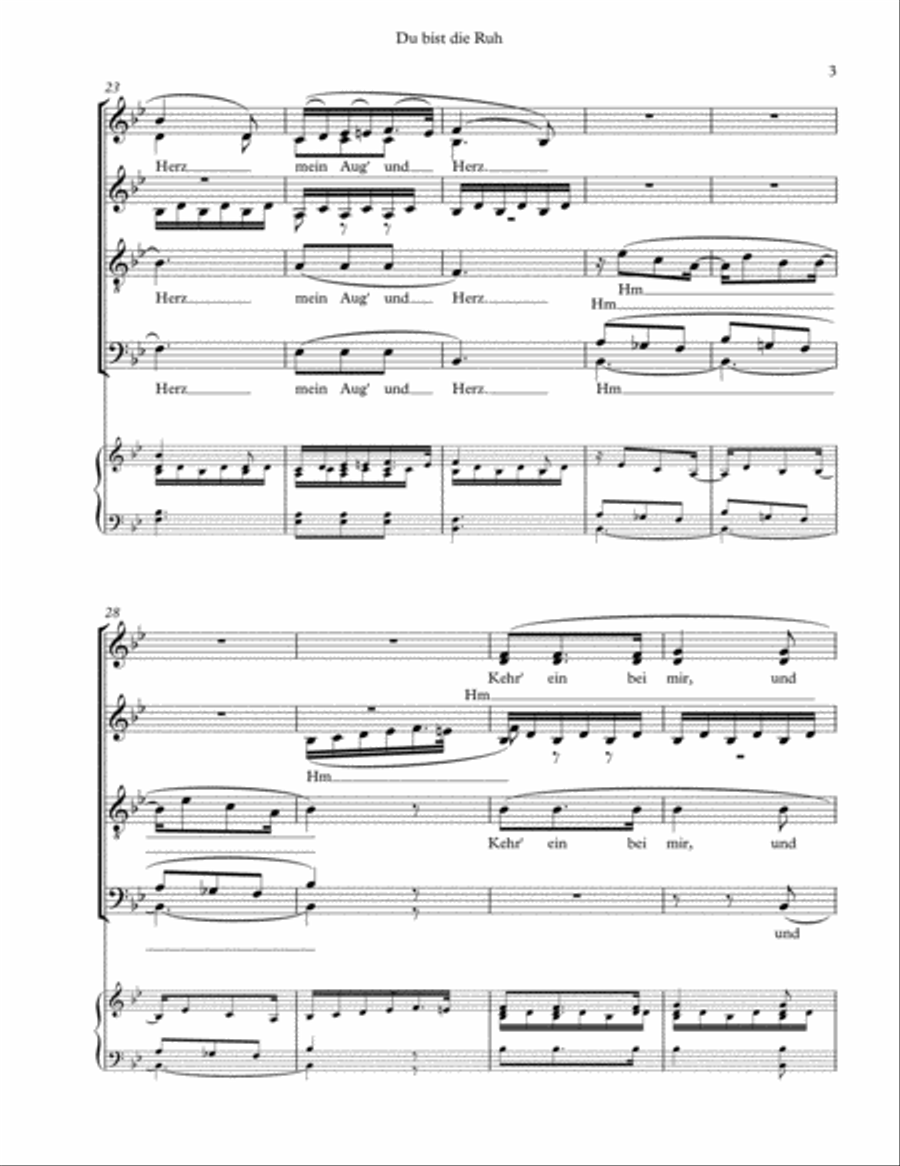 Du bist die ruh (Schubert). SATB a-cappella 4-Part scores gallery preview page 4
