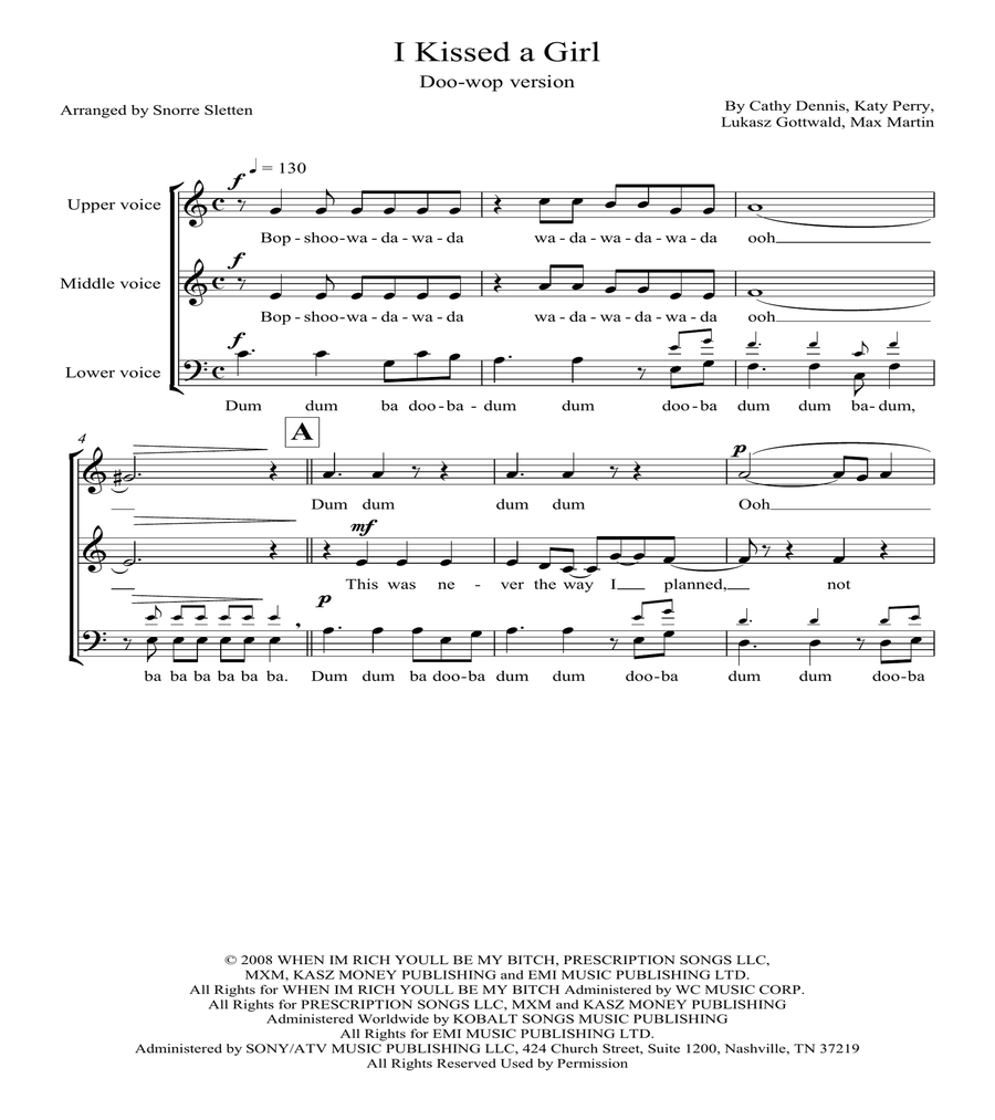 I Kissed A Girl 3-Part scores gallery preview page 1
