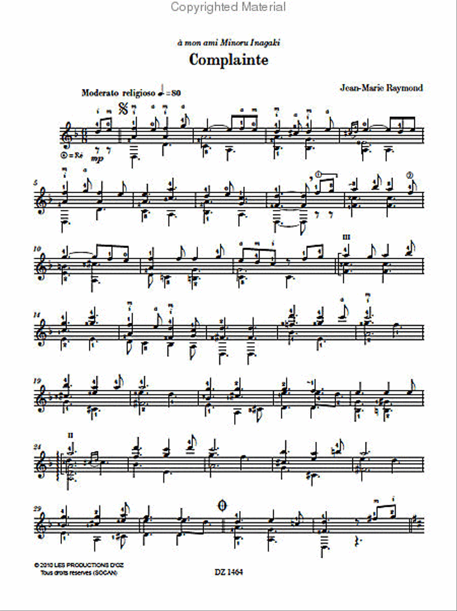 Complainte Complainte Classical Guitar scores gallery preview page 2