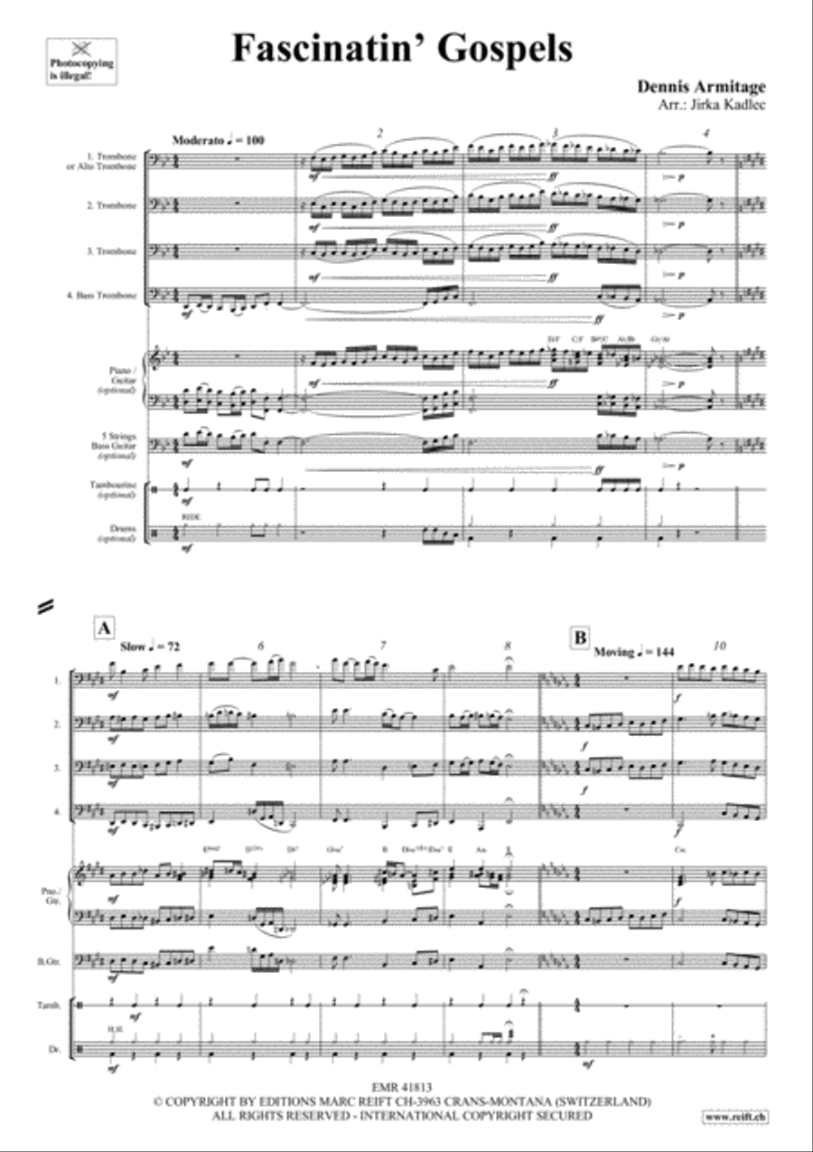 Fascinatin' Gospels Fascinatin' Gospels Trombone Quartet scores gallery preview page 3