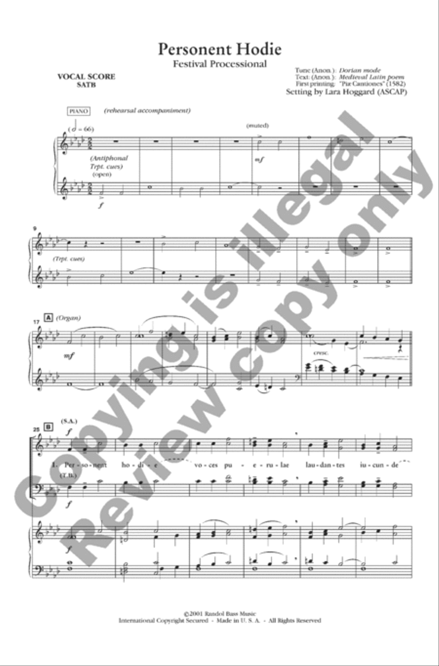 Personent Hodie (Choral Score) 4-Part scores gallery preview page 2