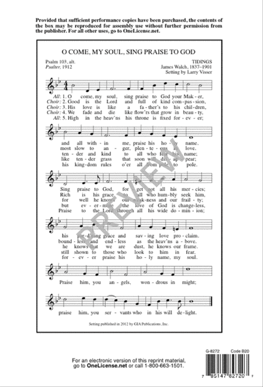 O Come, My Soul, Sing Praise to God O Come, My Soul, Sing Praise to God 4-Part scores gallery preview page 19