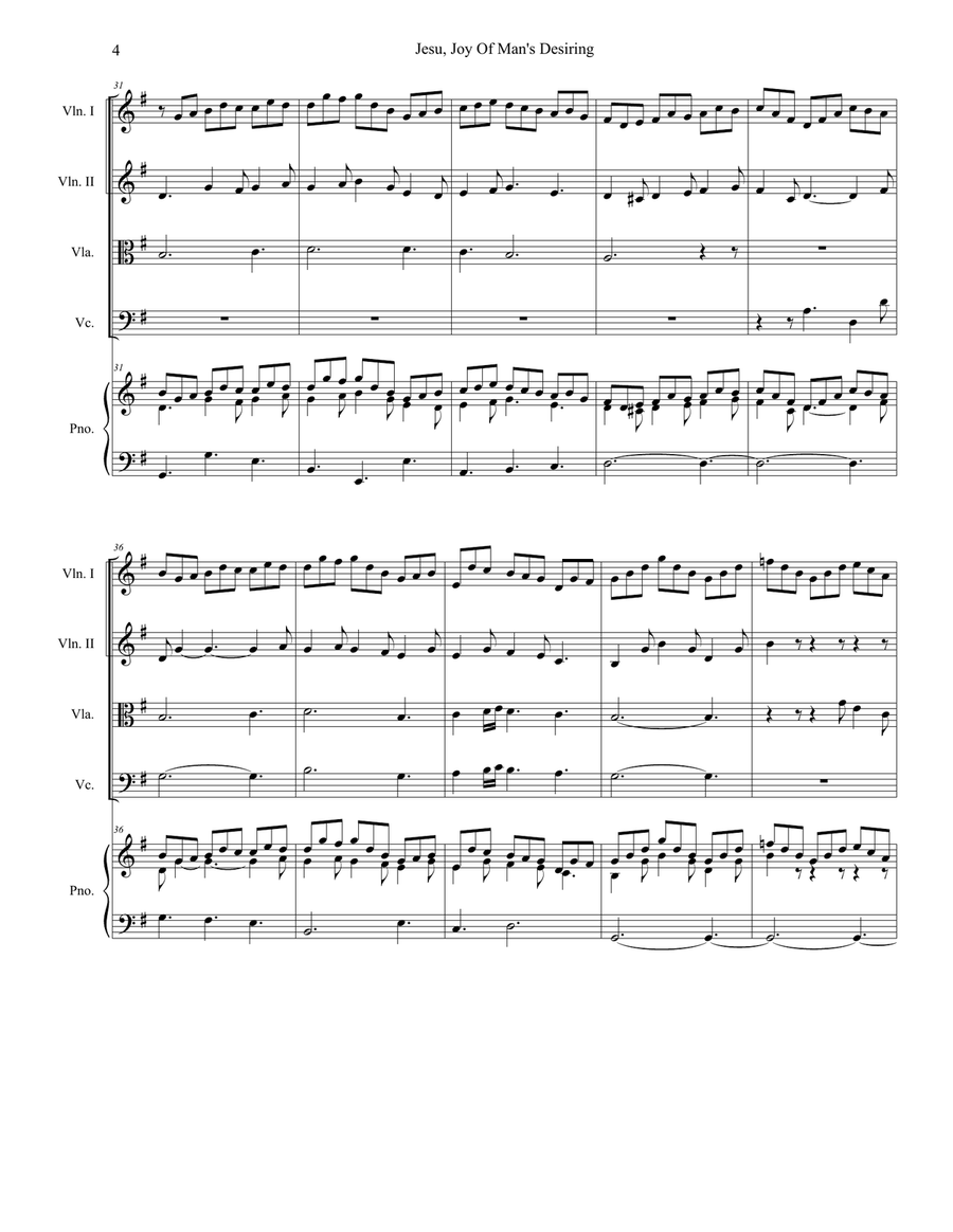 Jesu, Joy Of Man's Desiring (for String Quartet and Piano) Piano Quintet scores gallery preview page 5