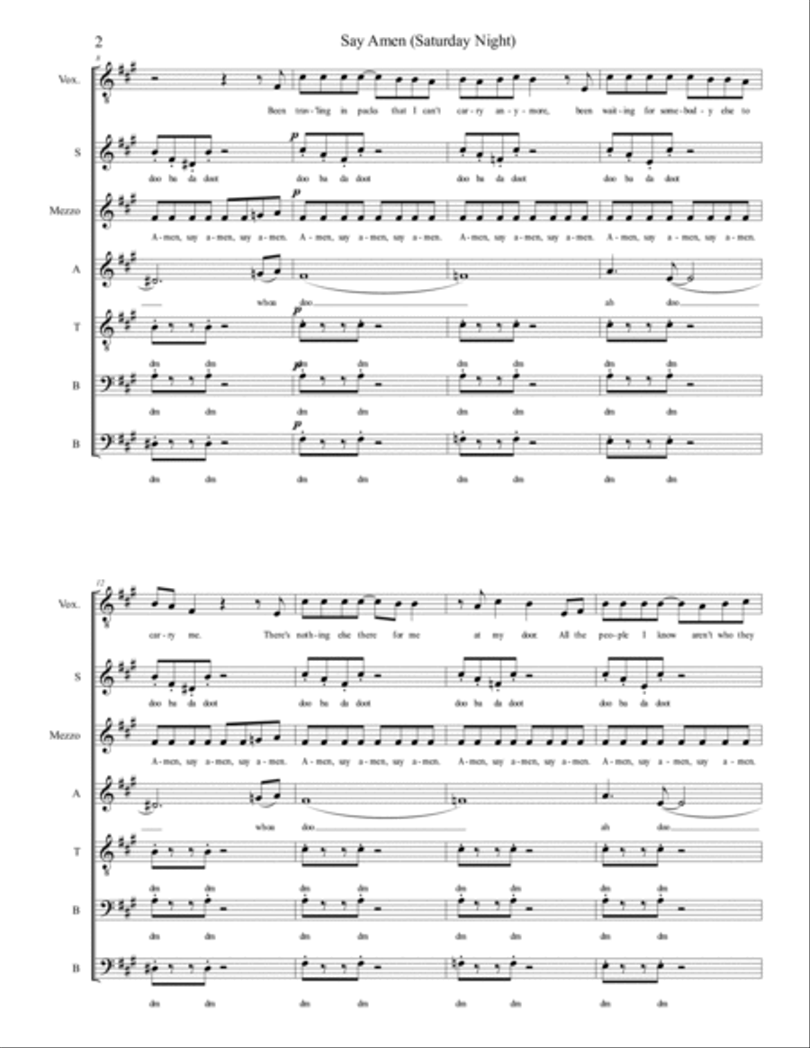 Say Amen (saturday Night) Divisi scores gallery preview page 2
