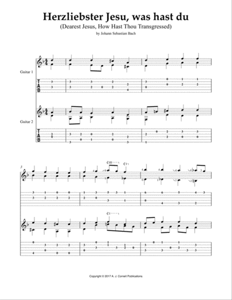 Herzliebster Jesu, was hast du (Dearest Jesus, How Hast Thou Transgressed) Classical Guitar scores gallery preview page 1