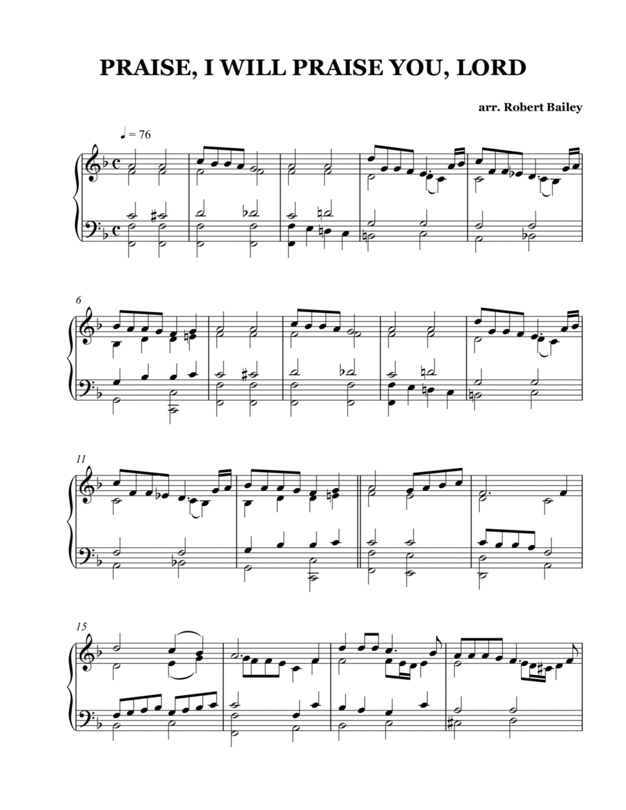 PRAISE, I WILL PRAISE YOU, LORD Organ Solo scores gallery preview page 1