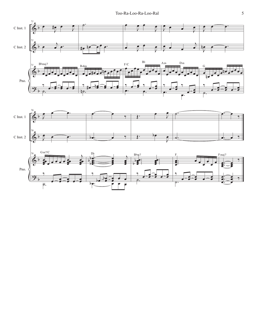 Too-Ra-Loo-Ra-Loo-Ral (That's an Irish Lullaby) (Duet for C-Instruments) Piano scores gallery preview page 5