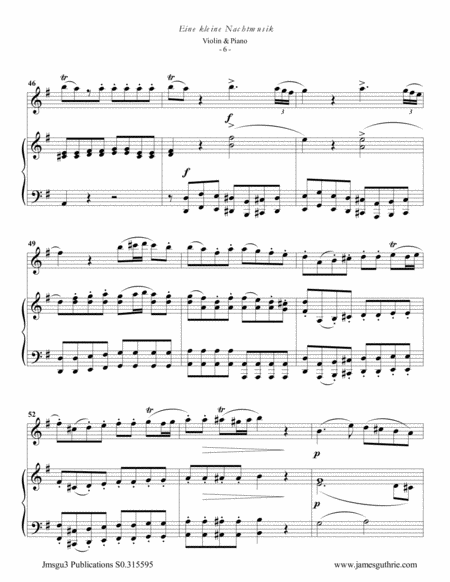 Mozart: Eine kleine Nachtmusik for Violin & Piano image number null
