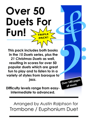 TRIPLE PACK of Trombone Duets or Euphonium Duets - contains over 50 duets including Christmas, class
