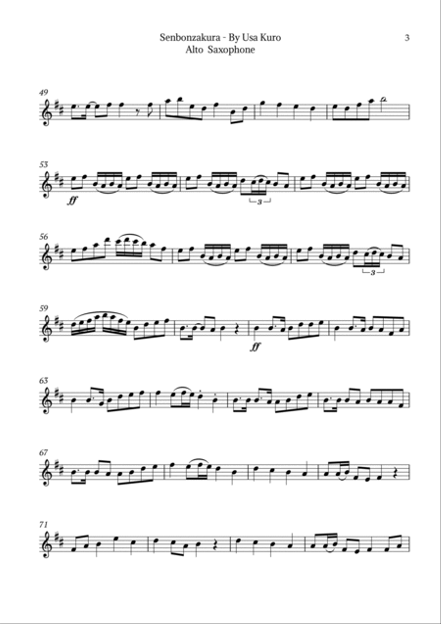 Senbonzakura Alto Saxophone scores gallery preview page 3