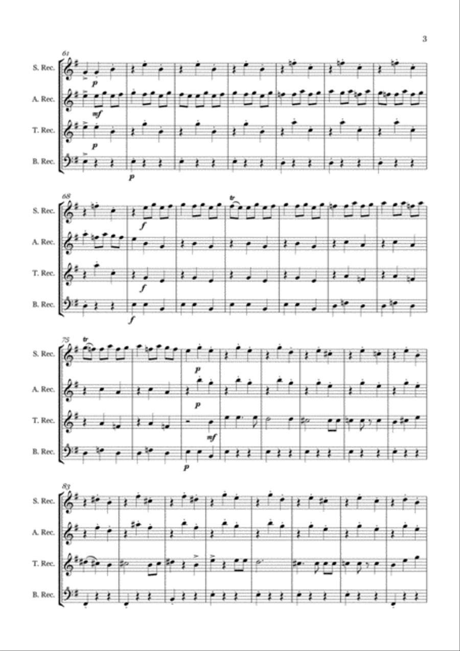 Danse Macabre for Recorder Quartet (SATB) 4-Part scores gallery preview page 4