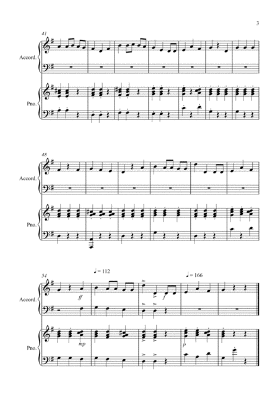 We Wish You a Merry Christmas for Accordion and Piano Piano Accompaniment scores gallery preview page 3