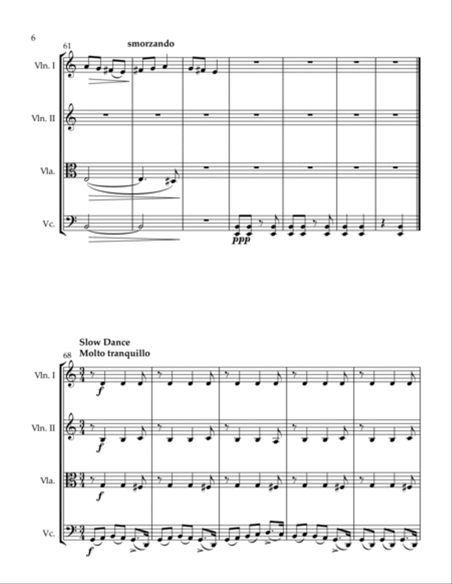 3 Quartets I Love Him From Afar The Lovers Bill and Coo Slow Dance String Quartet scores gallery preview page 6