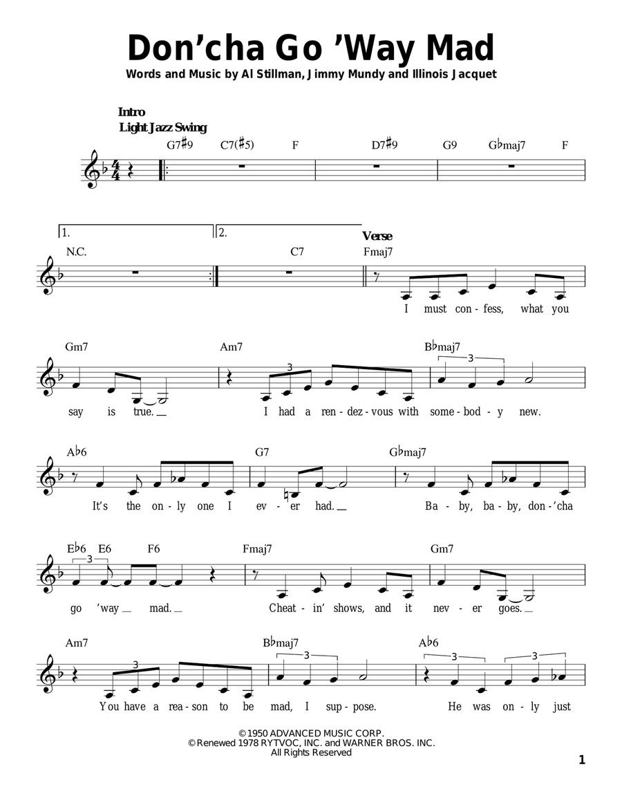 Don'cha Go 'Way Mad Don'cha Go 'Way Mad Voice scores gallery preview page 1