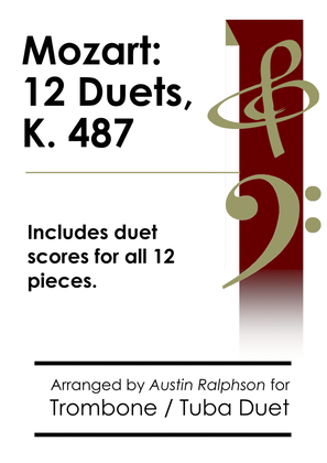 COMPLETE Mozart 12 duets, K. 487 - trombone and tuba duet / euphonium and tuba duet