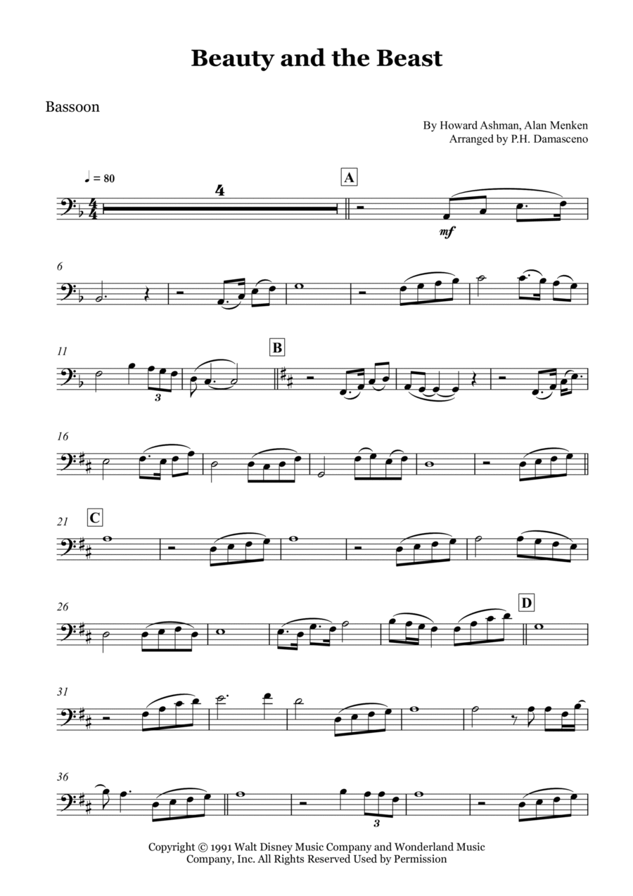 Beauty And The Beast Bassoon scores gallery preview page 1