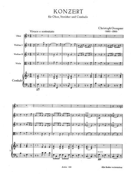 Konzert fur Oboe, Streicher und Basso continuo F major