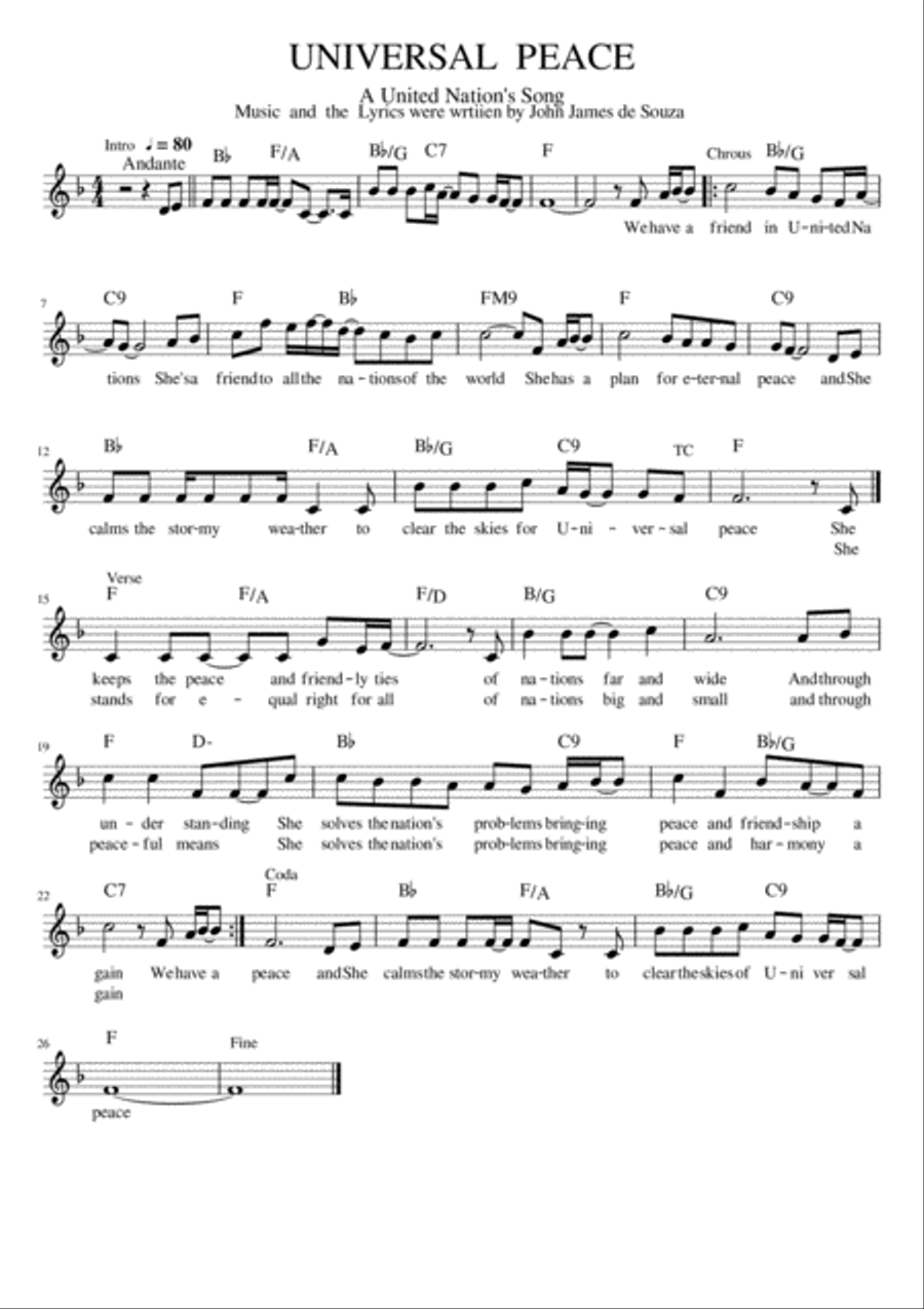 Universal Peace Small Ensemble scores gallery preview page 1