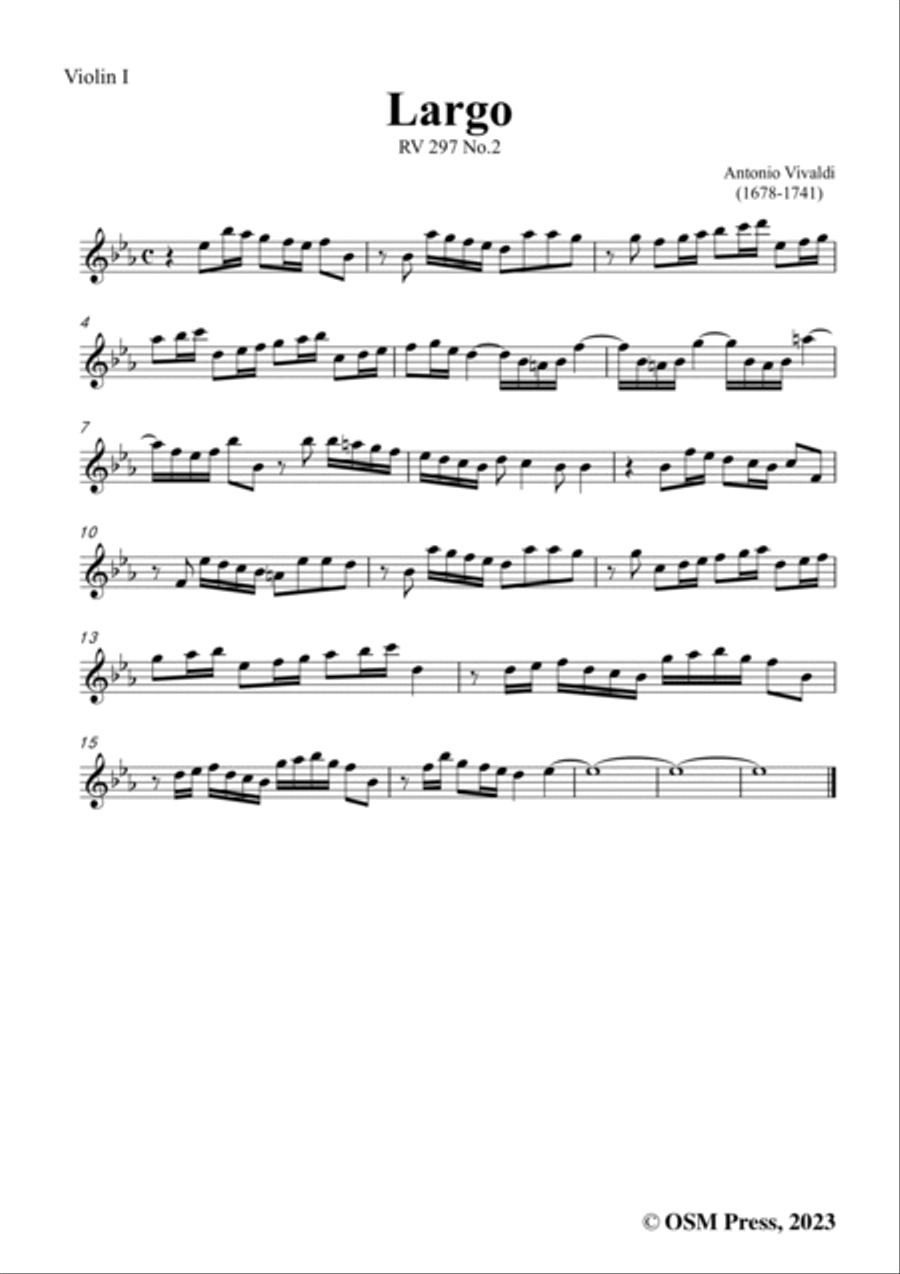Vivaldi-Largo,RV 297 No.2,from L'inverno(Winter) - Score Only String Quartet scores gallery preview page 4