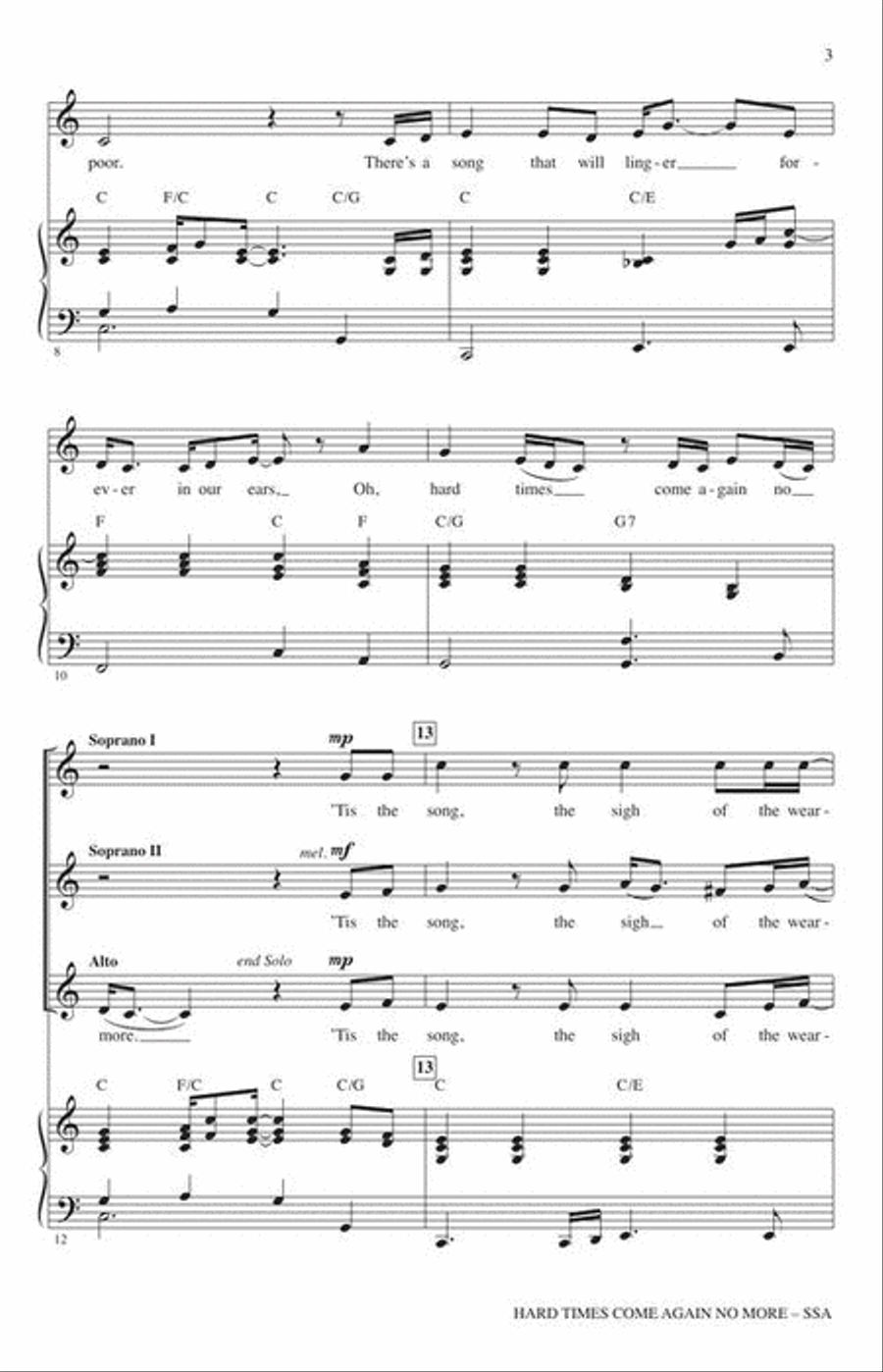 Hard Times Come Again No More SSA scores gallery preview page 4