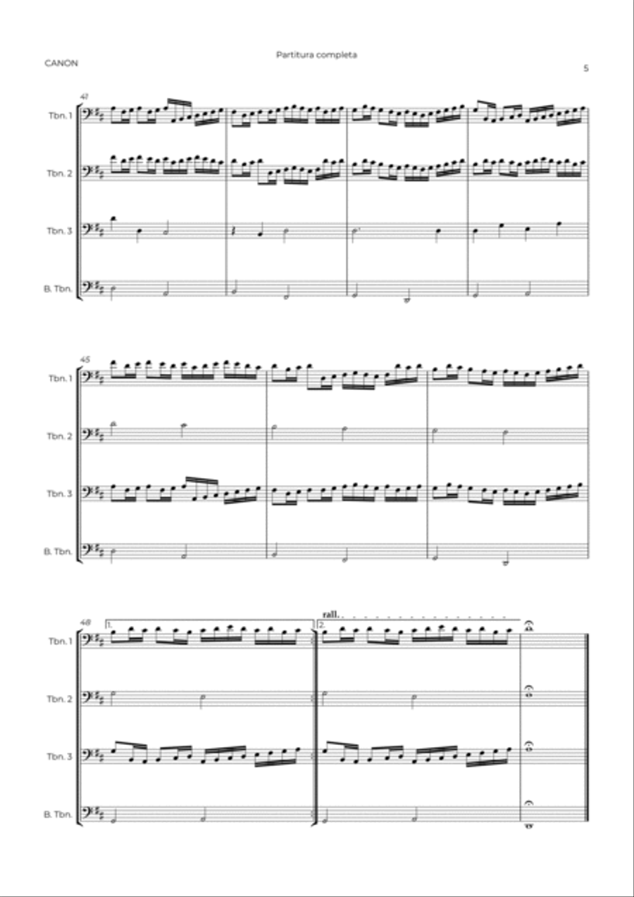 CANON IN D - TROMBONE QUARTET Trombone Quartet scores gallery preview page 5