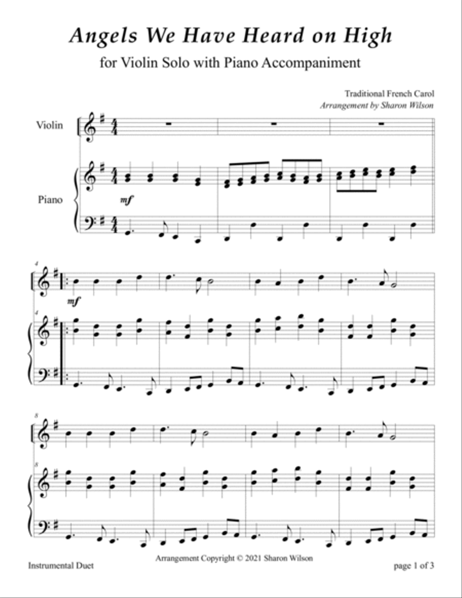Christmas Carols (A Collection of 10 Easy Violin Solos with Piano Accompaniment) Violin Solo scores gallery preview page 6