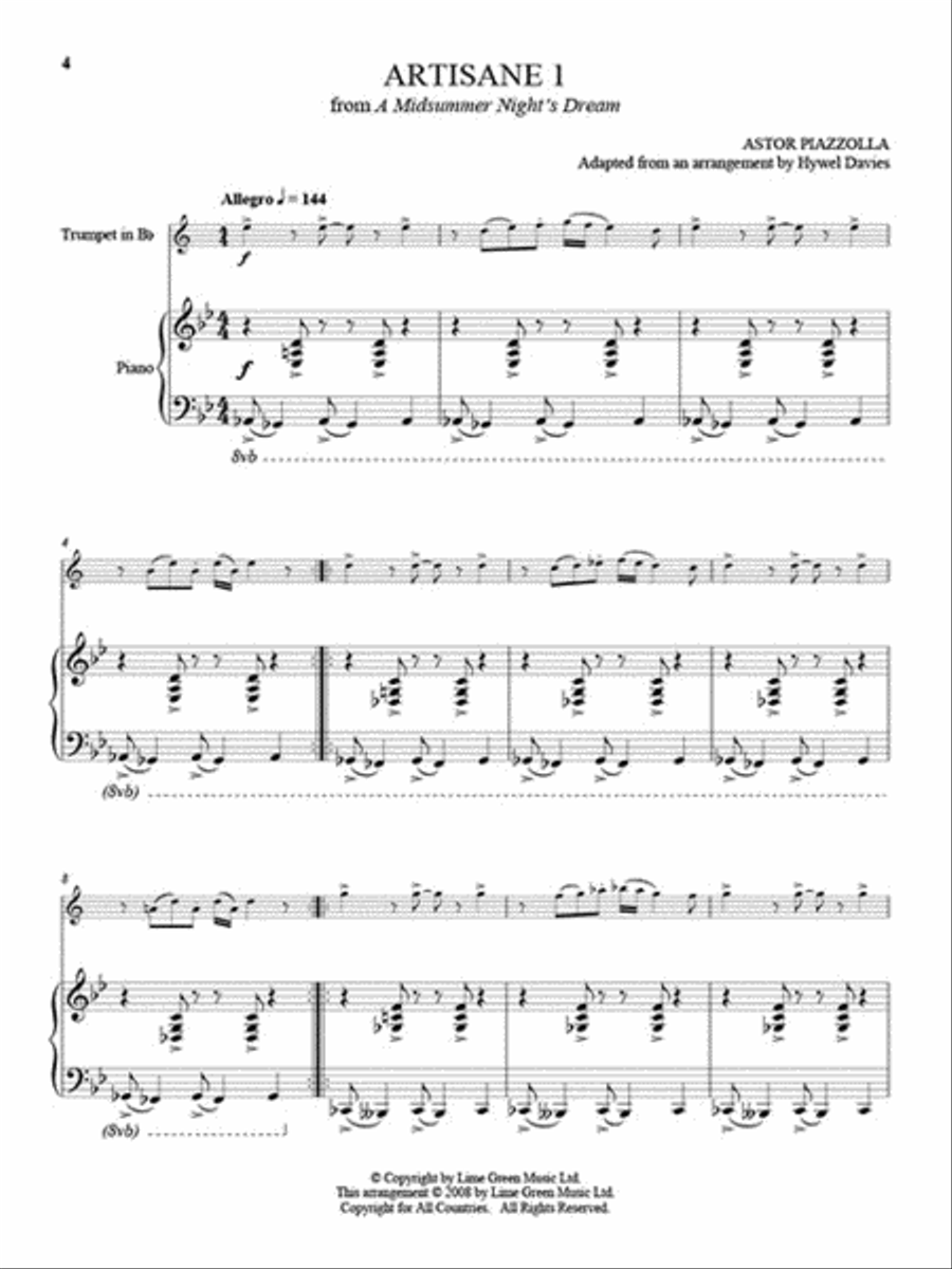 25 Piazzolla Tangos for Trumpet and Piano Trumpet Solo scores gallery preview page 4
