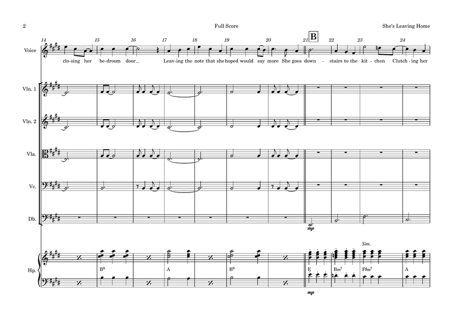 She's Leaving Home String Orchestra scores gallery preview page 2