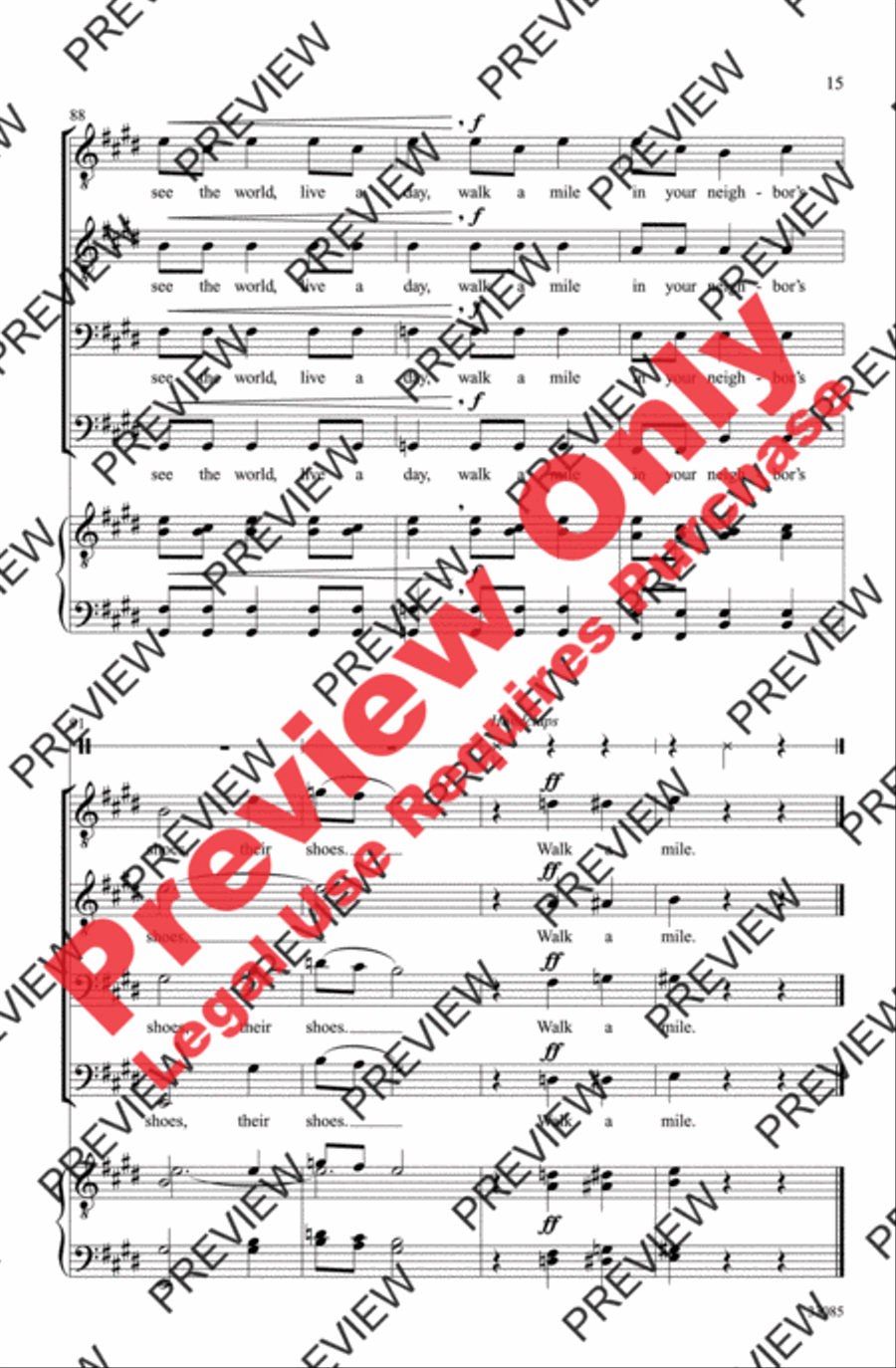 Walk a Mile Walk a Mile Men's Choir scores gallery preview page 15