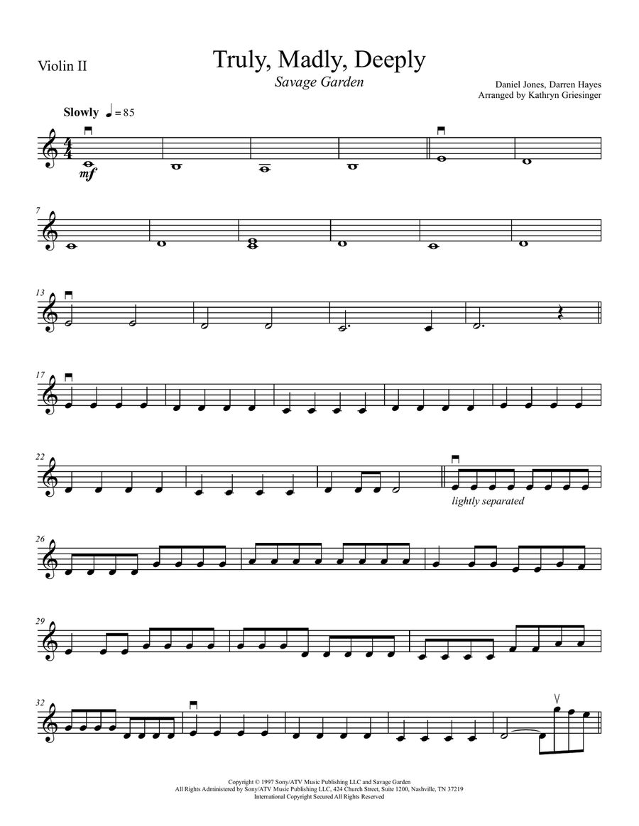 Truly, Madly, Deeply String Quartet scores gallery preview page 3