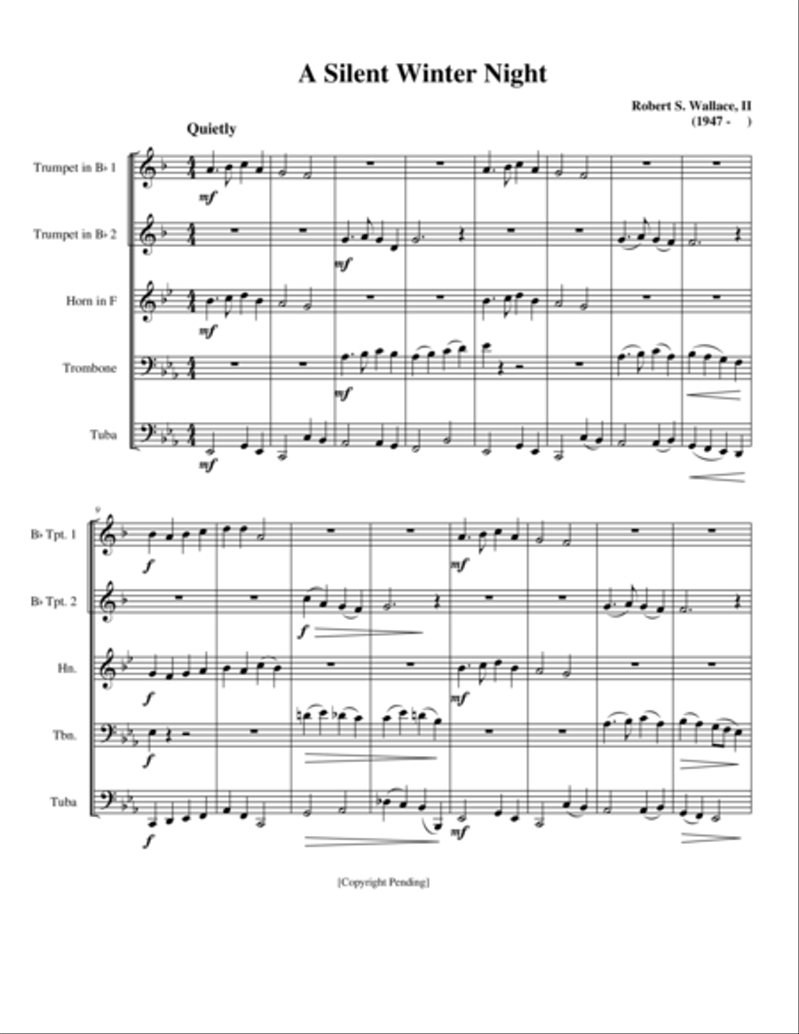 A Silent Winter Night A Silent Winter Night Brass Ensemble scores gallery preview page 1