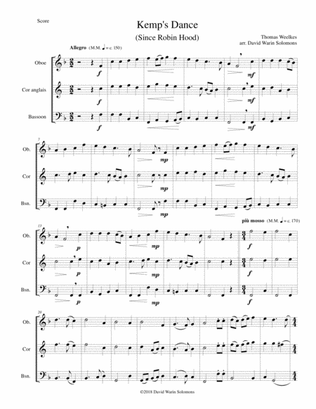 Kemp's Dance (Since Robin Hood) for double reed trio (Oboe, Cor anglais, Bassoon)