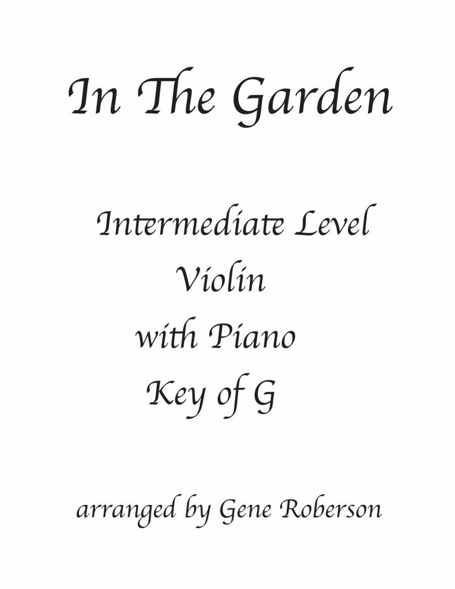 In the Garden Intermediate Violin Solo in G Violin Solo scores gallery preview page 1